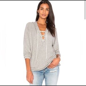Michael Lauren Carson Grey Lace Up Hoodie